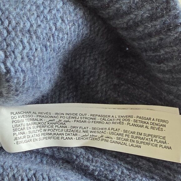 Massimo Dutti Sweater Men XL Heathered Blue LS Crewneck Wool Blend Academia FLAW - Picture 12 of 16